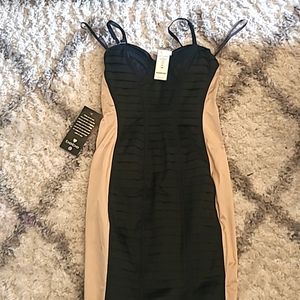 Bebe bustier pleat 2 tone dress